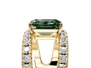 Solitaire Engagement Ring Setting for Fancy Green Emerald Cut Center with Wide-Open Split Shank and Prong Head in Yellow Gold