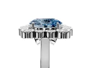 Cluster Halo Engagement Ring Setting for Fancy Blue Oval Center with Milgrain Bezel Accents and Prong Head in White Gold