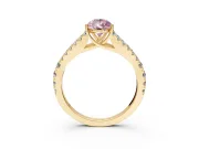 Solitaire Engagement Ring Setting for Fancy Pink Pear-Shaped Center with Pave Split Shank and Prong Head in Yellow Gold