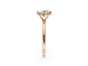 Solitaire Engagement Ring Setting for Oval Center with Straight Thin Band and Prong Head in Rose Gold