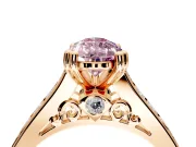 Solitaire Engagement Ring Setting for Fancy Pink Pear-Shaped Center with Channel Band and Double Claw Prong Head in Rose Gold