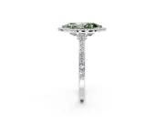 Halo Engagement Ring Setting for Fancy Green Marquise Center with Pave Accents, Heart Basket and Prong Head in Sterling Silver