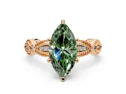 Solitaire Engagement Ring Setting for Fancy Green Marquise Center with Marquise Panel Band and Prong Head in Rose Gold