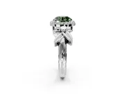 Halo Engagement Ring Setting for Fancy Green Round Cut Center with Floral Band and Prong Head in Platinum