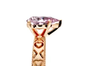 Solitaire Engagement Ring Setting for Fancy Pink Pear-Shaped Center with XO Engraved Band and Prong Head in Rose Gold