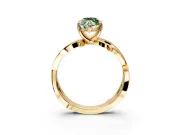 Solitaire Engagement Ring Setting for Fancy Green Marquise Center with Pave and Plain Crossover Band and Prong Head in Yellow Gold