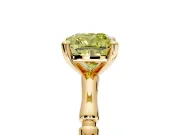 Solitaire Engagement Ring Setting for Fancy Yellow Cushion Cut Center with Bamboo Band and Prong Head in Yellow Gold