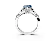 Solitaire Engagement Ring Setting for Fancy Blue Heart-Shaped Center with Marquise and Bezel Accents and Prong Head in White Gold
