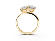 Marquise and Emerald Cut Lab-Grown Diamond Toi et Moi Engagement Ring with Prong-Set Stones in Yellow Gold