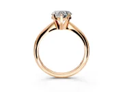 Solitaire Engagement Ring Setting for Heart-Shaped Center with Knife Ridge Band and Claw Prong Head in Rose Gold