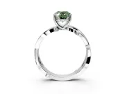 Solitaire Engagement Ring Setting for Fancy Green Oval Center with Pave and Plain Crossover Band and Prong Head in White Gold