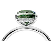 Solitaire Engagement Ring Setting for Fancy Green Princess Cut Center with Plain Band, Open Basket and Prong Head in Sterling Silver