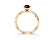 Side Accent Engagement Ring Setting for Fancy Black Pear-Shaped Center with Accent Shoulders and Prong Head in Rose Gold