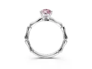 Solitaire Engagement Ring Setting for Fancy Pink Pear-Shaped Center with Bamboo Band and Prong Head in Sterling Silver