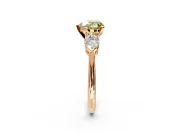 3 Stone Engagement Ring Setting for Fancy Yellow Heart-Shaped Center with Large Pear-Shaped Accents and Prong Head in Rose Gold