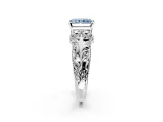 Solitaire Engagement Ring Setting for Fancy Blue Radiant Cut Center with Filigree Accent Basket and Prong Head in Platinum