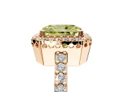 Halo Engagement Ring Setting for Fancy Yellow Radiant Cut Center with Inner Milgrain Border and Prong Head in Rose Gold