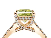 Solitaire Engagement Ring Setting for Fancy Yellow Princess Cut Center with Widening Pave Band and Claw Prong Head in Rose Gold