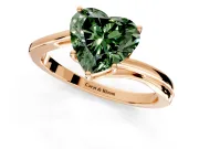 Solitaire Engagement Ring Setting for Fancy Green Heart-Shaped Center with Plain Bypass Twist Band and Prong Head in Rose Gold