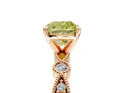 Solitaire Engagement Ring Setting for Fancy Yellow Cushion Cut Center with Milgrain Bezel Accents and Prong Head in Rose Gold