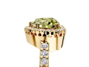 Halo Engagement Ring Setting for Fancy Yellow Heart-Shaped Center with Inner Milgrain Border and Prong Head in Yellow Gold
