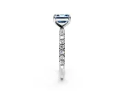 Solitaire Engagement Ring Setting for Fancy Blue Asscher Cut Center with Micro Pave Band and Prong Head in Platinum