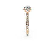 Hidden Halo Engagement Ring Setting for Round Cut Center with Pave Band and Prong Head in Rose Gold