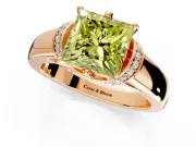 Solitaire Engagement Ring Setting for Fancy Yellow Princess Cut Center with Wide Band, Pave Collar and Prong Head in Rose Gold