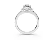 Paired Accent Engagement Ring Setting for Cushion Cut Center with Pave Band and Prong Head in Sterling Silver