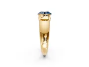 Tension Engagement Ring Setting for Fancy Blue Round Cut Center with Wide Flat Band and Tension Head in Yellow Gold