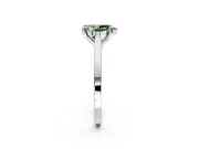 Solitaire Engagement Ring Setting for Fancy Green Pear-Shaped Center with Tapered Shoulders and Prong Head in Sterling Silver