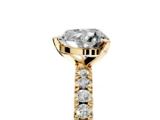 Solitaire Engagement Ring Setting for Heart-Shaped Center with Fine Pave Band and Claw Prong Head in Yellow Gold