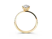 Solitaire Engagement Ring Setting for Pear-Shaped Center with Fine Pave Accents and Prong Head in Yellow Gold