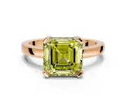 Solitaire Engagement Ring Setting for Fancy Yellow Asscher Cut Center with Plain Band and Flat Tab Prong Head in Rose Gold