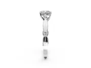 Solitaire Engagement Ring Setting for Cushion Cut Center with Carved Leaf Shoulders and Prong Head in Platinum