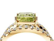 Solitaire Engagement Ring Setting for Fancy Yellow Princess Cut Center with Wide-Open Split Shank and Prong Head in Yellow Gold