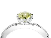 Solitaire Engagement Ring Setting for Fancy Yellow Pear-Shaped Center with Milgrain-Edged Pave Band and Prong Head in Sterling Silver