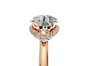 Hidden Halo Engagement Ring Setting for Round Cut Center with Plain Rounded Band and Prong Head in Rose Gold
