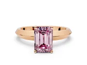Solitaire Engagement Ring Setting for Fancy Pink Emerald Cut Center with Wide Knife Ridge Band and Prong Head in Rose Gold