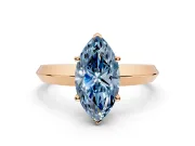 Solitaire Engagement Ring Setting for Fancy Blue Marquise Center with Wide Knife Ridge Band and Prong Head in Rose Gold