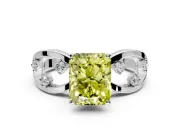 Solitaire Engagement Ring Setting for Fancy Yellow Radiant Cut Center with Criss-Cross Accent Band and Prong Head in White Gold