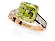 Solitaire Engagement Ring Setting for Fancy Yellow Asscher Cut Center with Round Cut Channel Band and Prong Head in Rose Gold