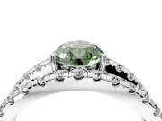 Solitaire Engagement Ring Setting for Fancy Green Pear-Shaped Center with Wide-Open Split Shank and Prong Head in Platinum