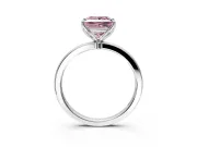 Solitaire Engagement Ring Setting for Fancy Pink Princess Cut Center with Thin Rounded Plain Band and Prong Head in Platinum