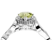 Halo Engagement Ring Setting for Fancy Yellow Pear-Shaped Center with Leaf Motif Split Shank and Prong Head in Platinum