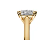 Solitaire Engagement Ring Setting for Cushion Cut Center with Cathedral Band and Prong Head in Yellow Gold