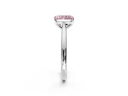 Solitaire Engagement Ring Setting for Fancy Pink Radiant Cut Center with Narrow Cathedral Band and Prong Head in White Gold