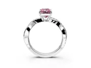 Crossover Engagement Ring Setting for Fancy Pink Radiant Cut Center with Pave and Plain Strands and Prong Head in Sterling Silver