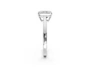 Solitaire Engagement Ring Setting for Radiant Cut Center with Open Cathedral Shoulders and Prong Head in Sterling Silver