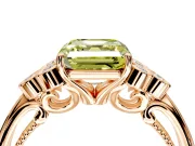 Cluster Engagement Ring Setting for Fancy Yellow Asscher Cut Center with Bezel Accent Clusters and Prong Head in Rose Gold
